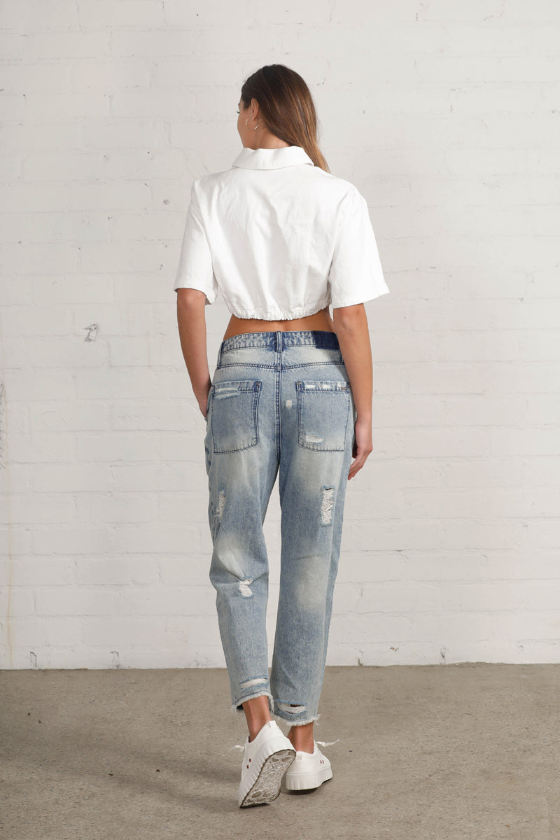 Slouch Vintage Patched Work Jeans - Insanegene.com