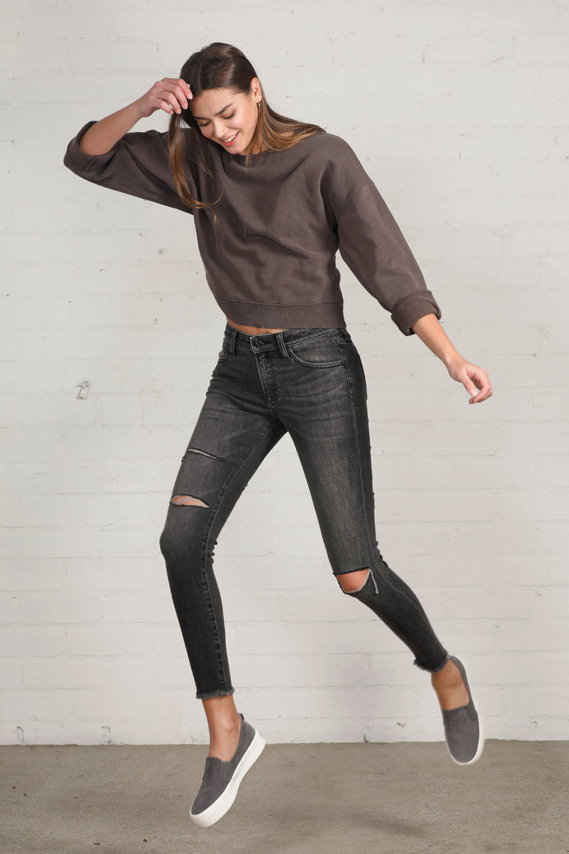 Back Street Mid Rise Ankle Black Skinny Jeans - Insanegene.com