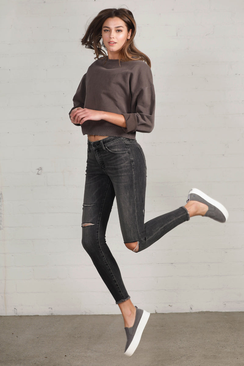 Back Street Mid Rise Ankle Black Skinny Jeans - Insanegene.com