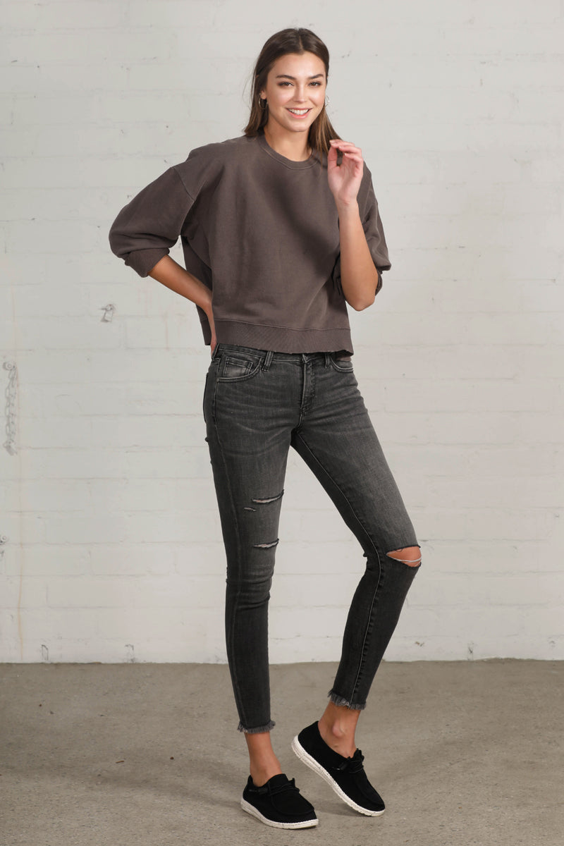 Back Street Mid Rise Ankle Black Skinny Jeans - Insanegene.com