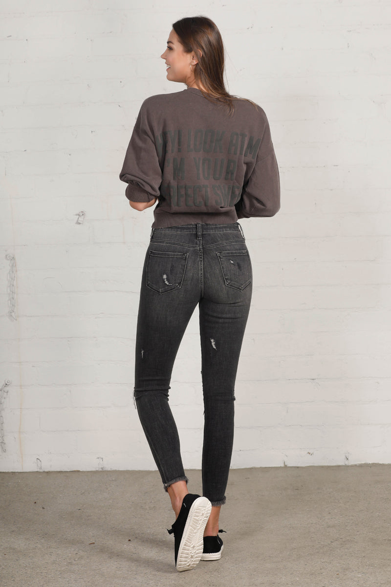 Back Street Mid Rise Ankle Black Skinny Jeans - Insanegene.com