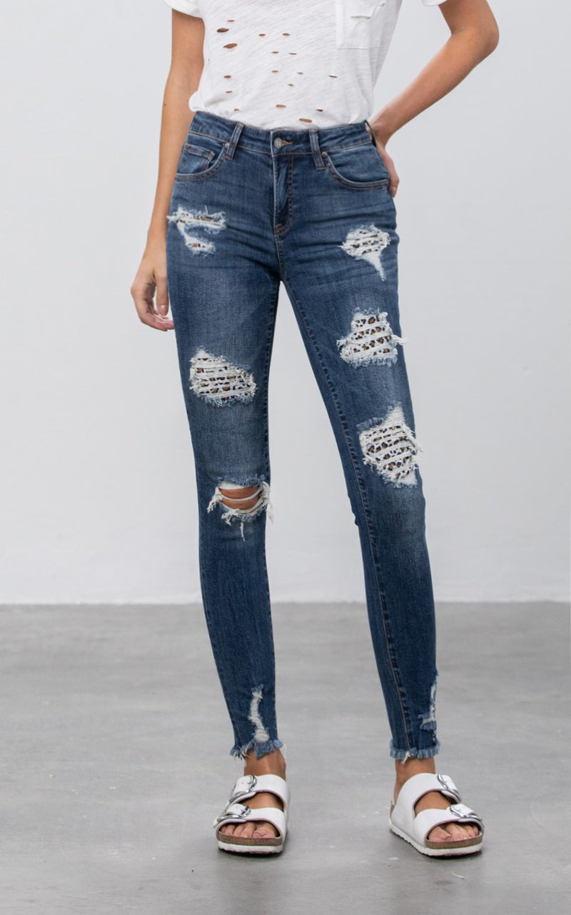 Wild Cat Leopard Patched Ankle Skinny - Insanegene.com
