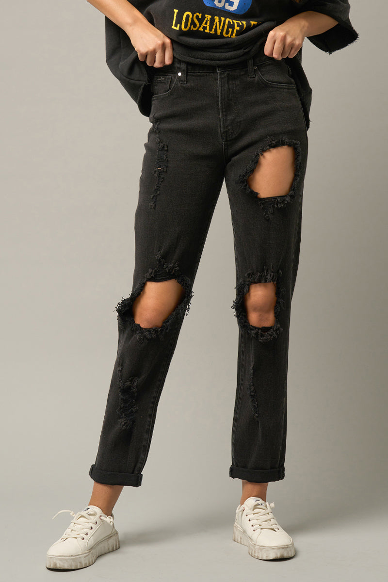 Bring it back High Rise Destroyed Black Jeans - Insanegene.com