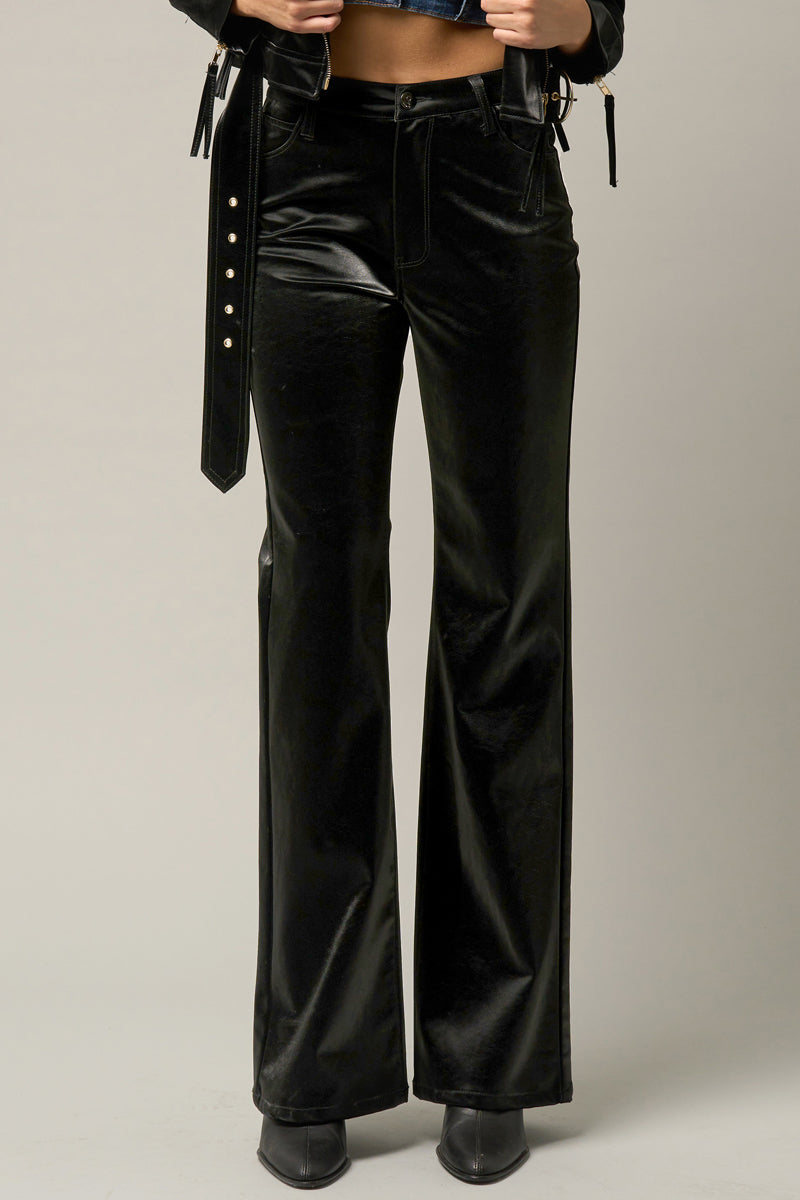 Faux Leather Flare Pants - Insanegene.com