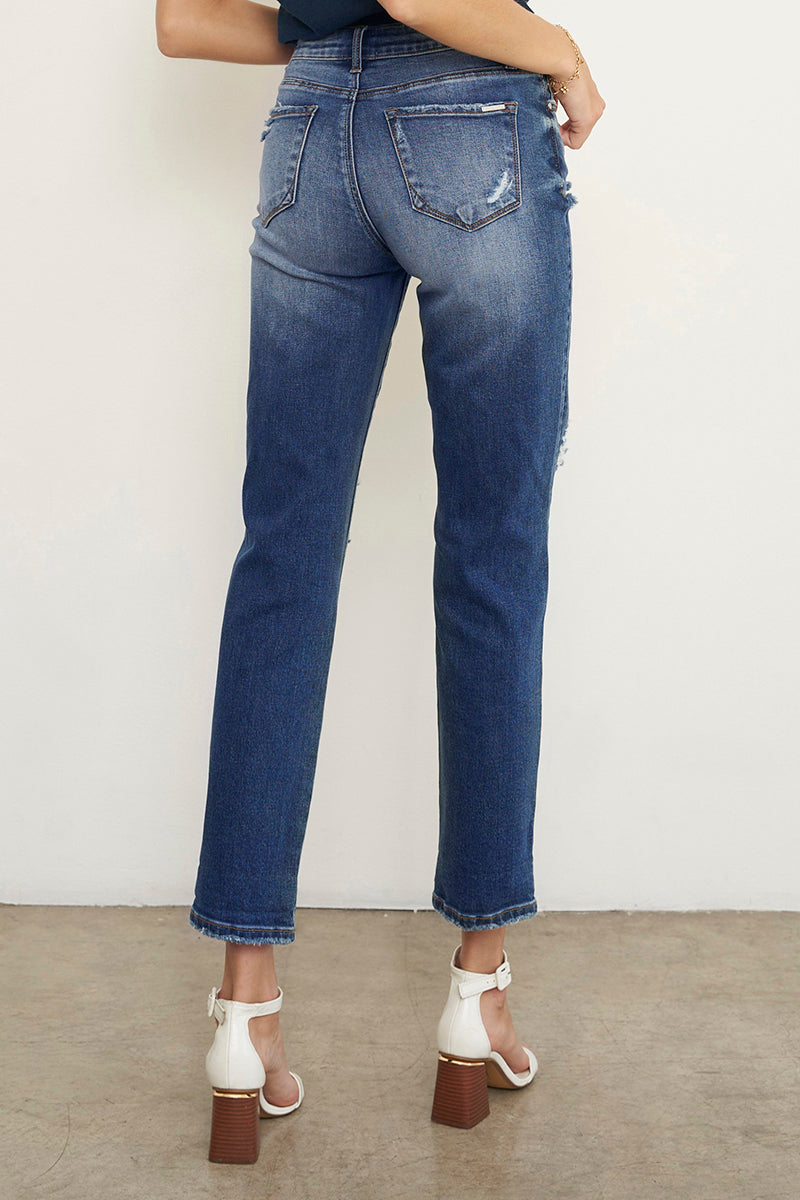 Ababa Mid Rise Distressed Boyfriend Jeans - Insanegene.com