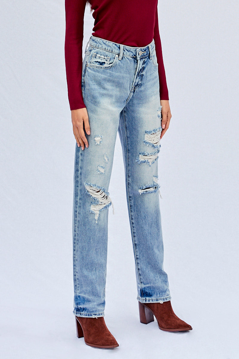 Breezy Friendly High Waisted Loose Straight Jeans - Insanegene.com