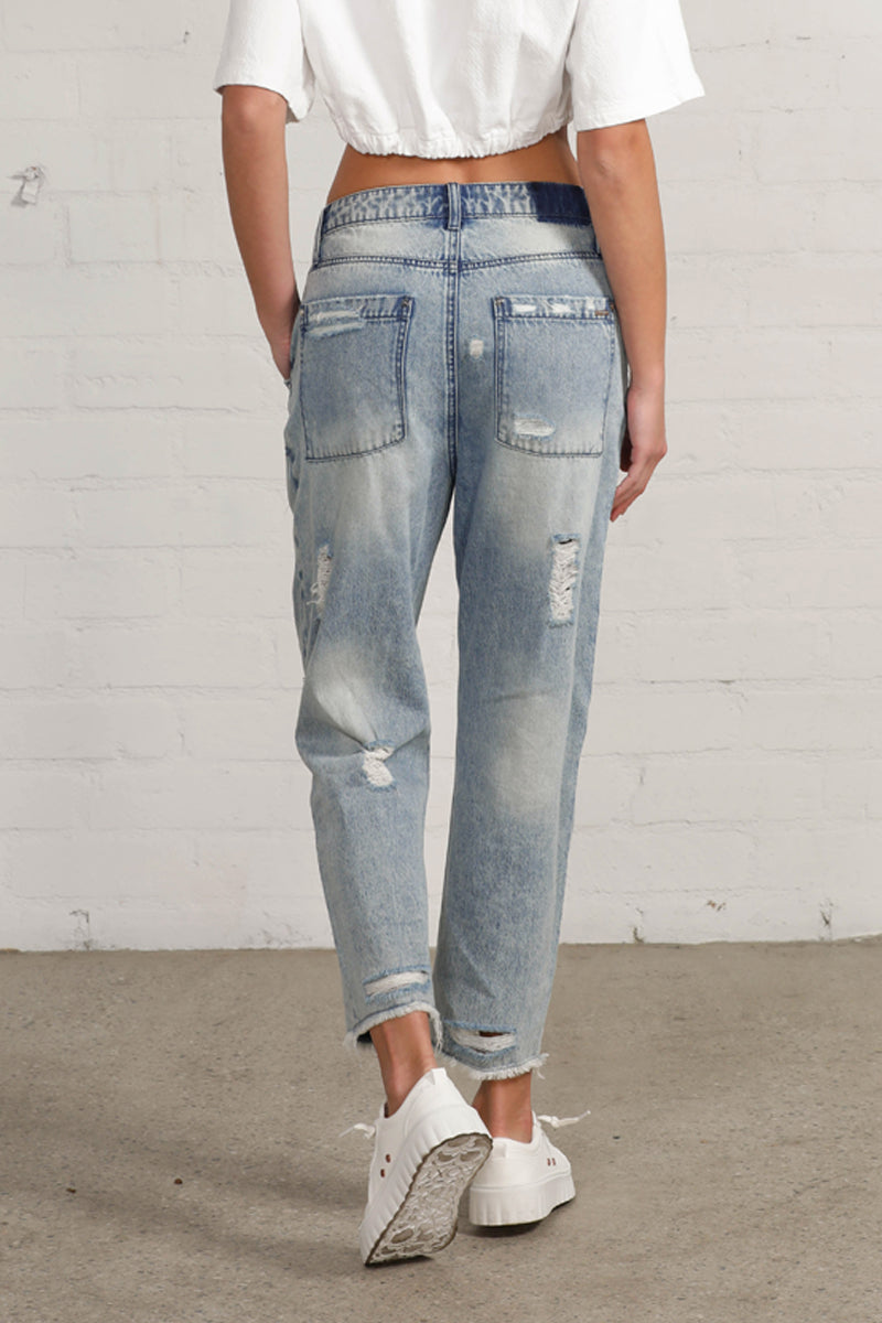 Slouch Vintage Patched Work Jeans - Insanegene.com