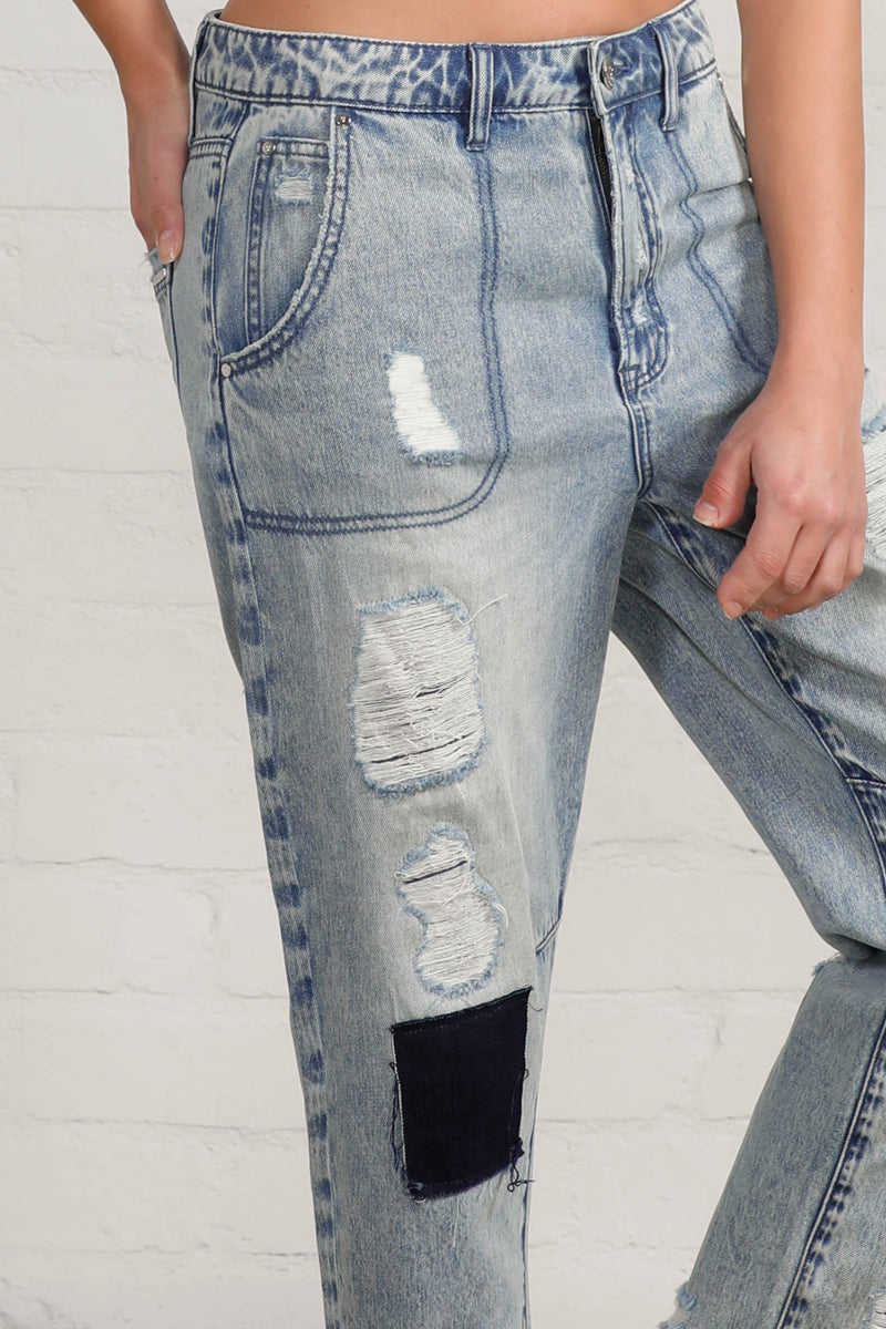 Slouch Vintage Patched Work Jeans - Insanegene.com