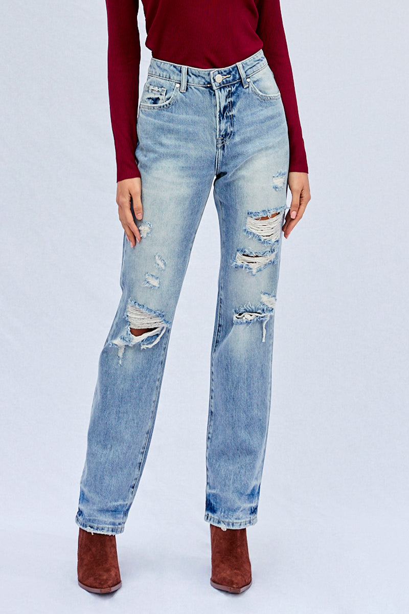 Breezy Friendly High Waisted Loose Straight Jeans - Insanegene.com