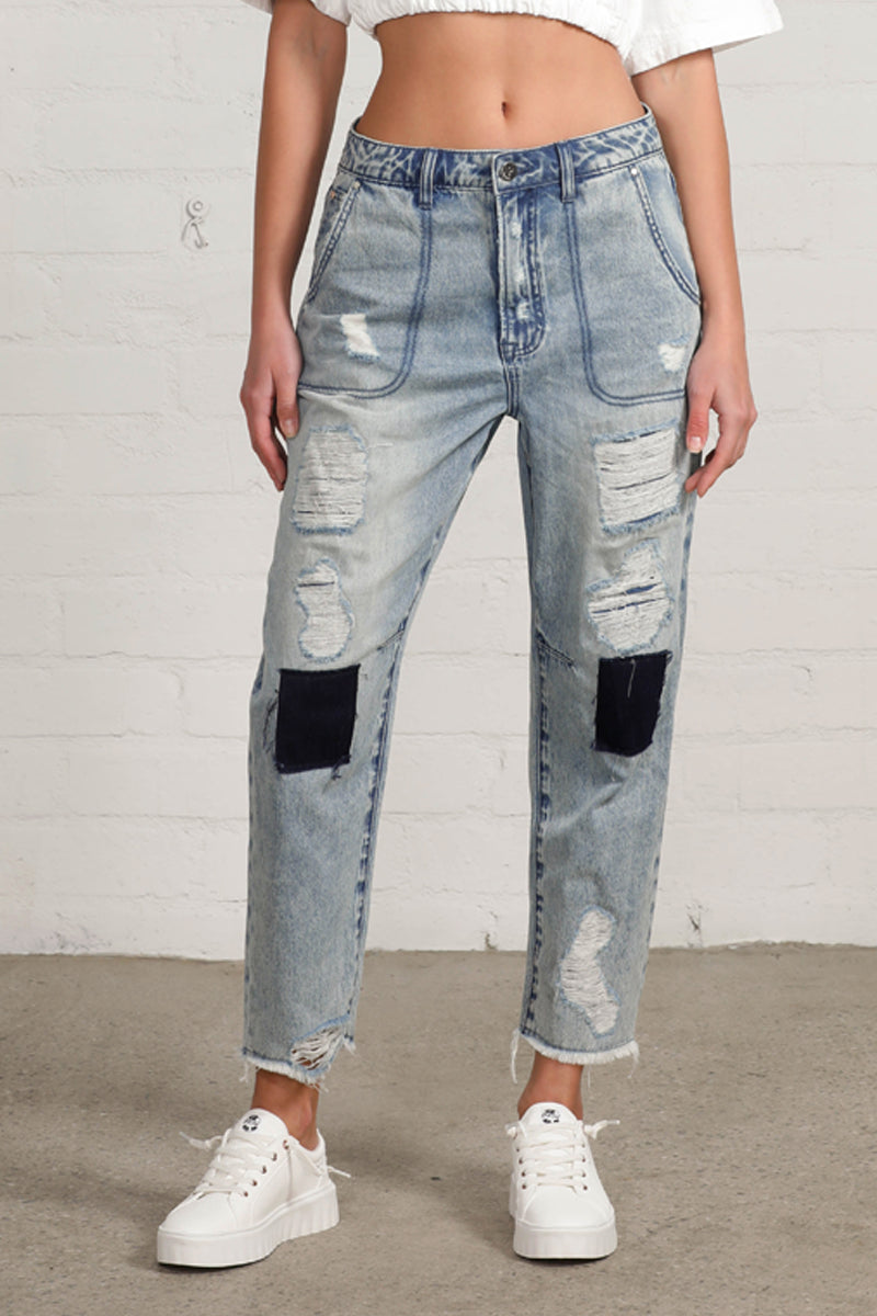 Slouch Vintage Patched Work Jeans - Insanegene.com