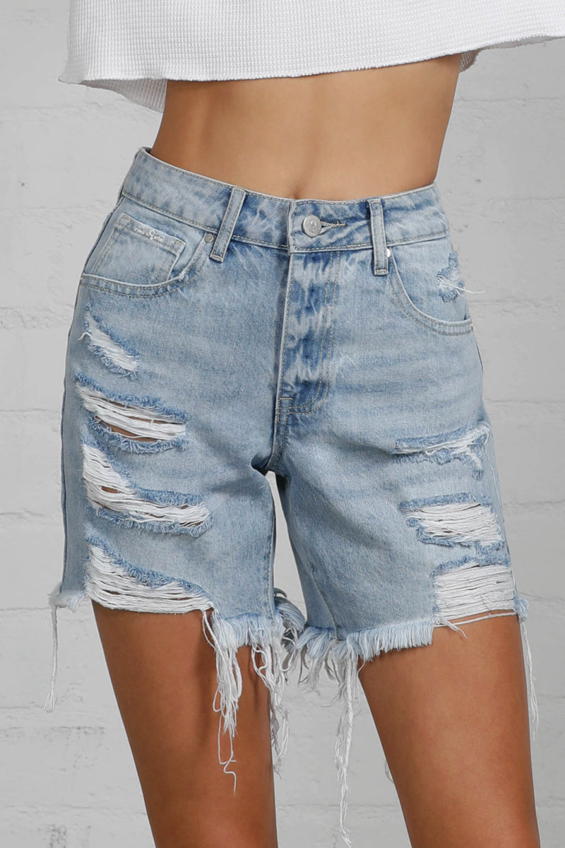 Get a way Light Wash Heavy Destroyed Shorts - Insanegene.com