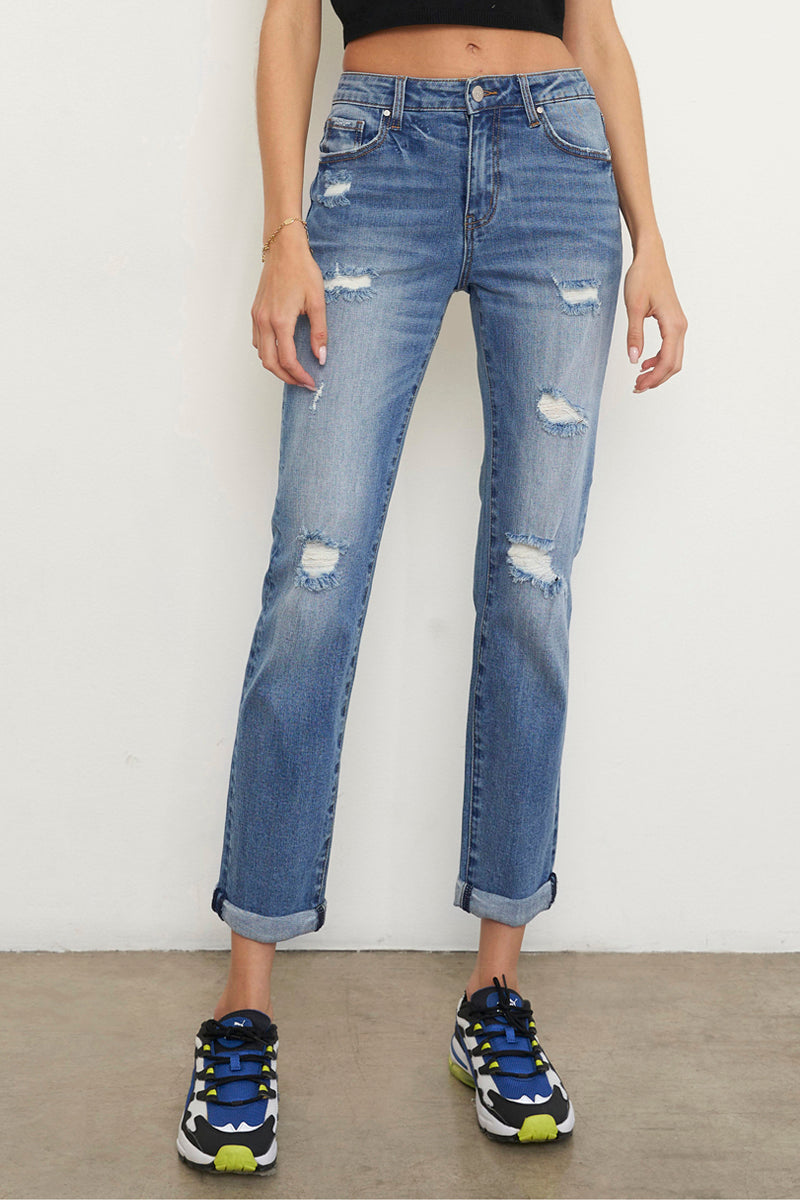 Take It Easy Slim Fit Girlfriend Jeans - Insanegene.com