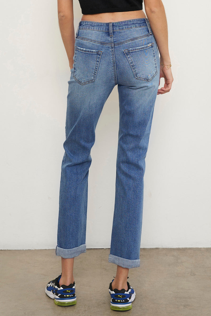 Take It Easy Slim Fit Girlfriend Jeans - Insanegene.com